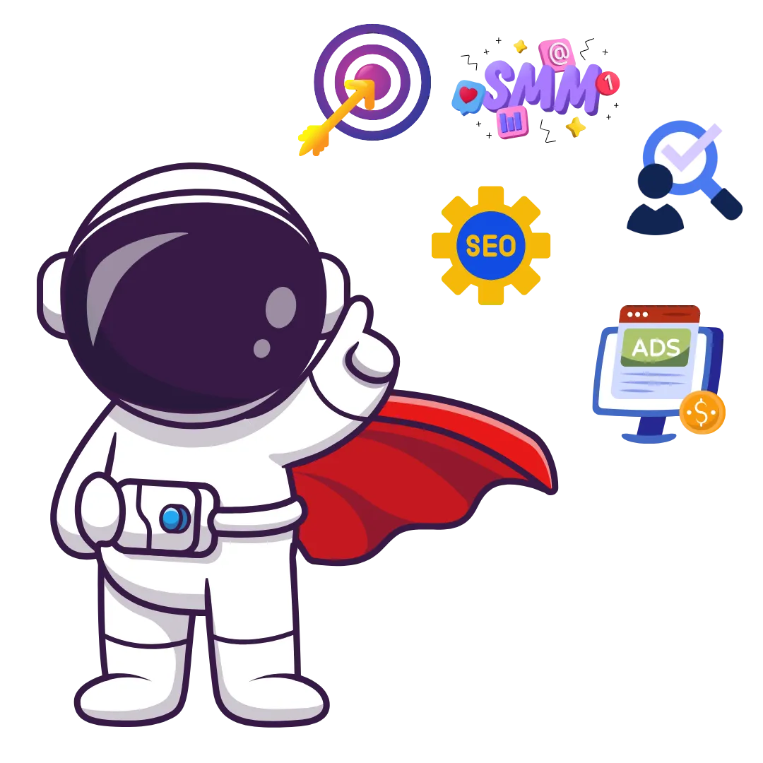 Click Catalyst marketing astronaut illustration
